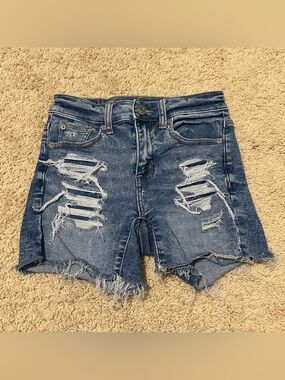 American Eagle Outfitters Ripped Blue Denim Shorts